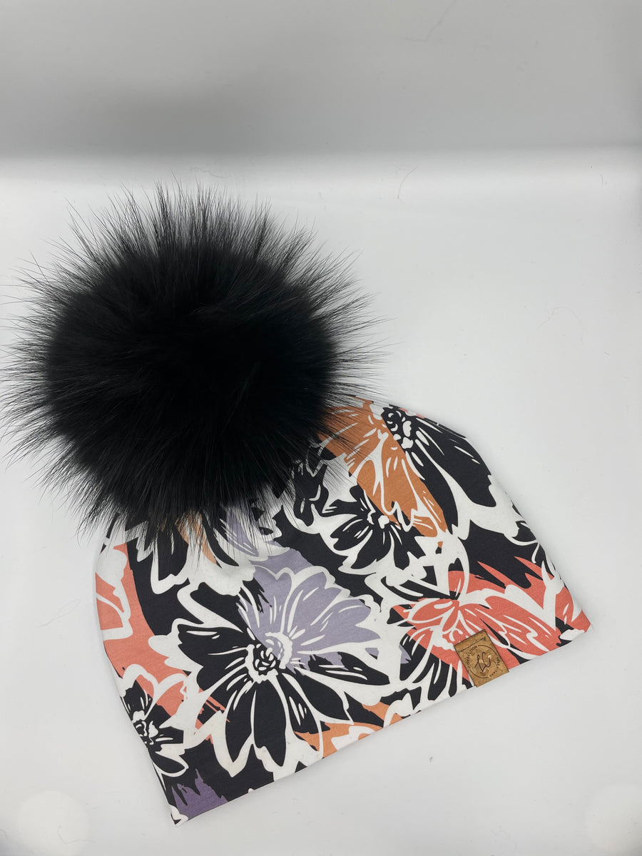 Tuque et cache-cou fleur bleue - Confection Zebra